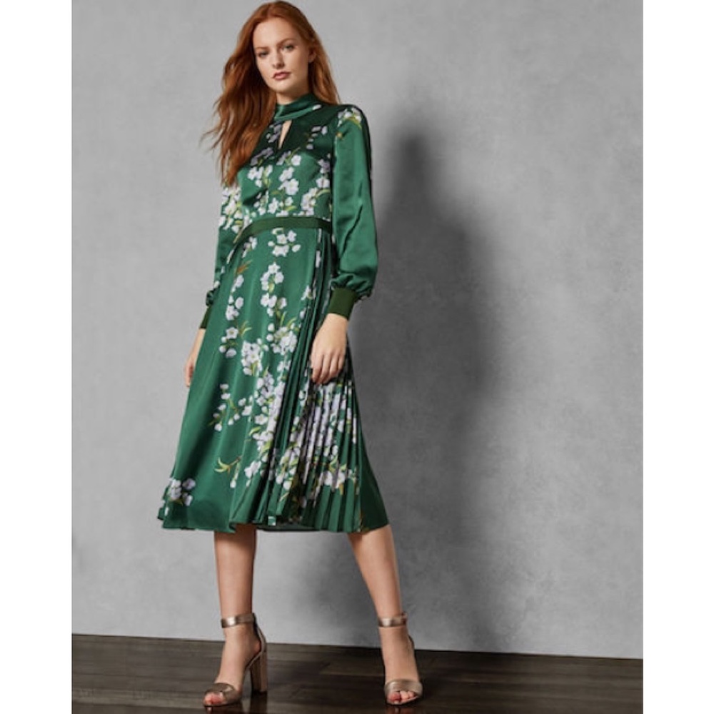 Ted Baker JHENNI Satin A-Line Midi Dress Size 1 (US 4)
